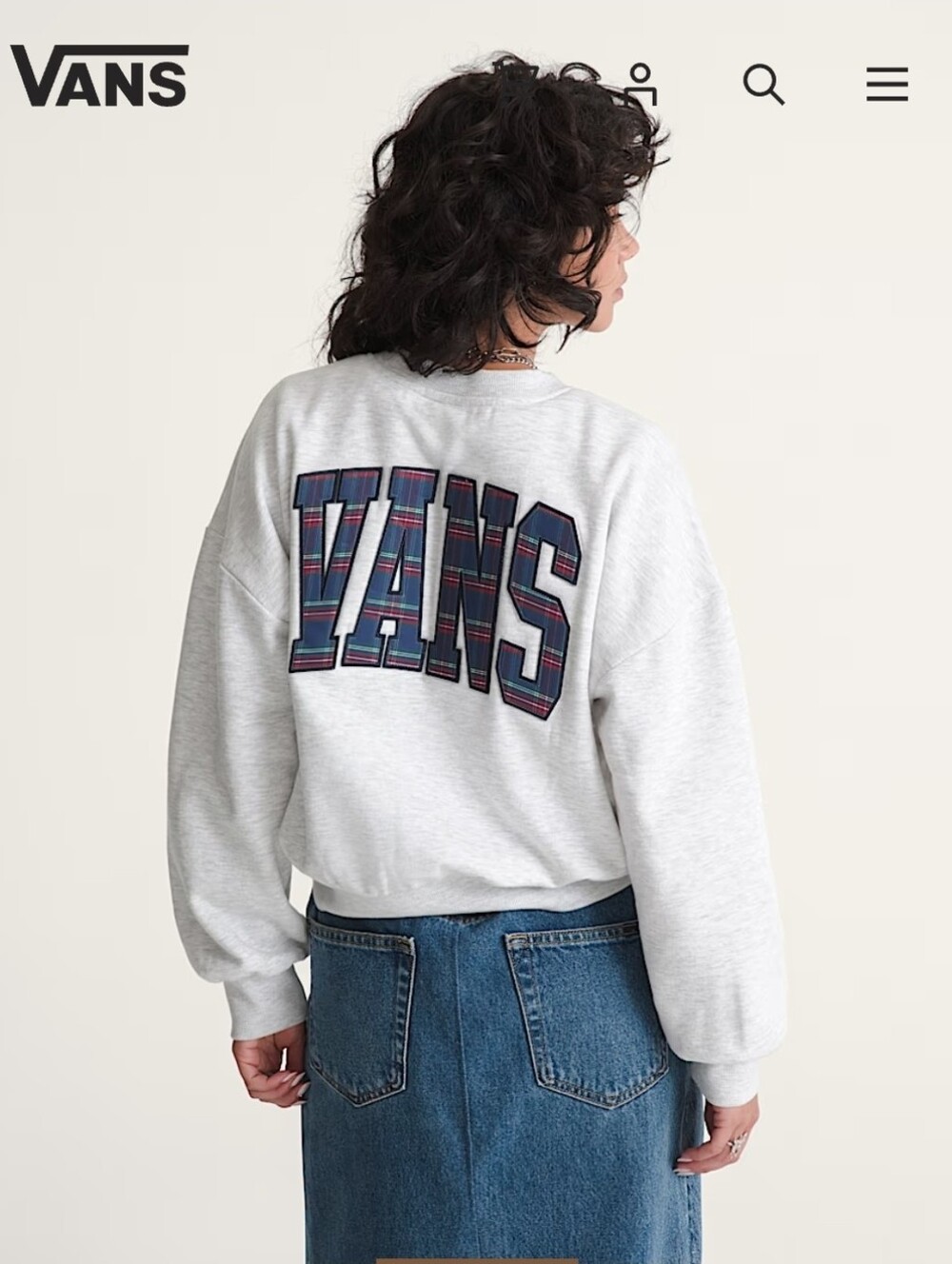 Vans Gray Sweatshirt with Plaid Logo